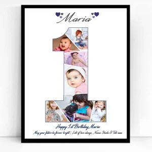 1st Birthday Framed Photo Collage