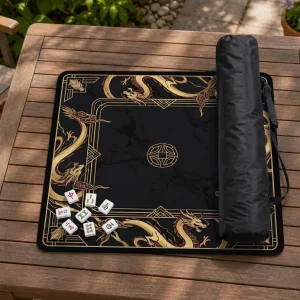 Black and Gold Dragon Mahjong Mat